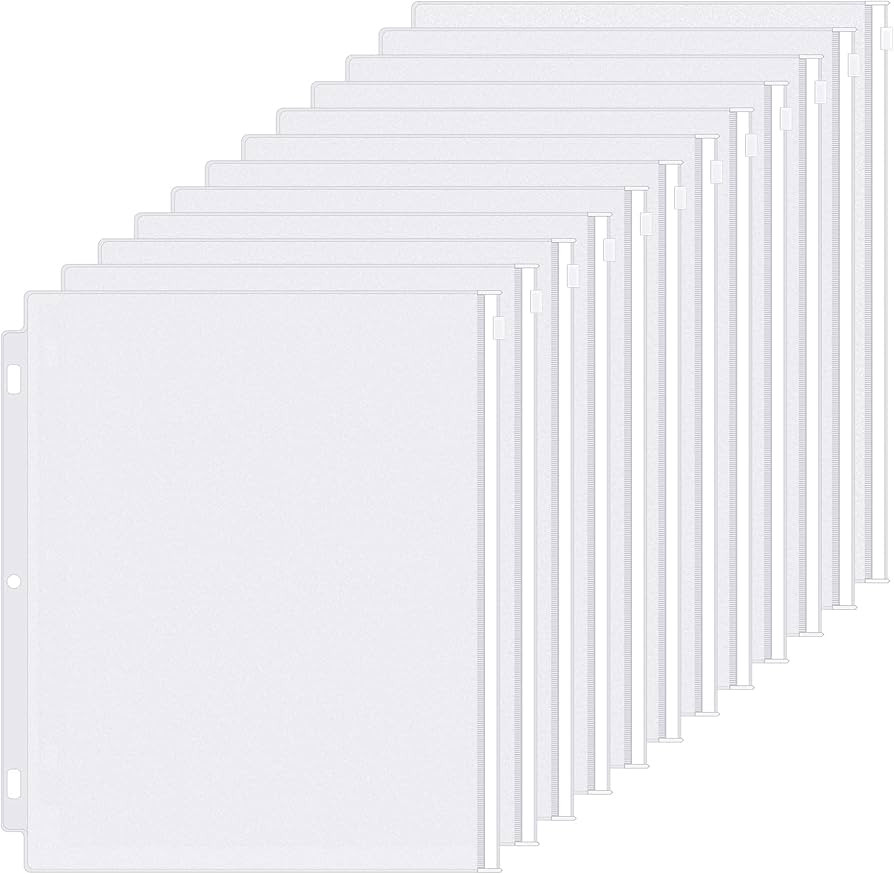 Antner 12 Pack Binder Pockets Letter Size 3 Holes 11.4" x 9.8" Zipper Binder Folders for 3-Ring B... | Amazon (US)