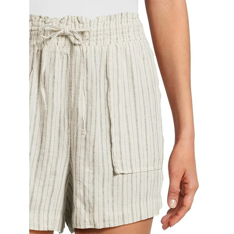 Time and Tru Women's Linen Blend Shorts with Smocked Waist, Sizes XS-XXXL | Walmart (US)