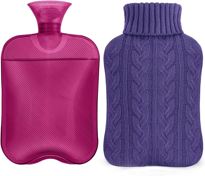 samply Hot Water Bottle with Knitted Cover, 2L Hot Water Bag for Hot and Cold Compress, Hand Feet... | Amazon (US)