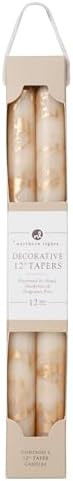 Northern Lights Candles Premium Tapers - 12" 2pk - Cream w/Gold - 73308 | Amazon (US)