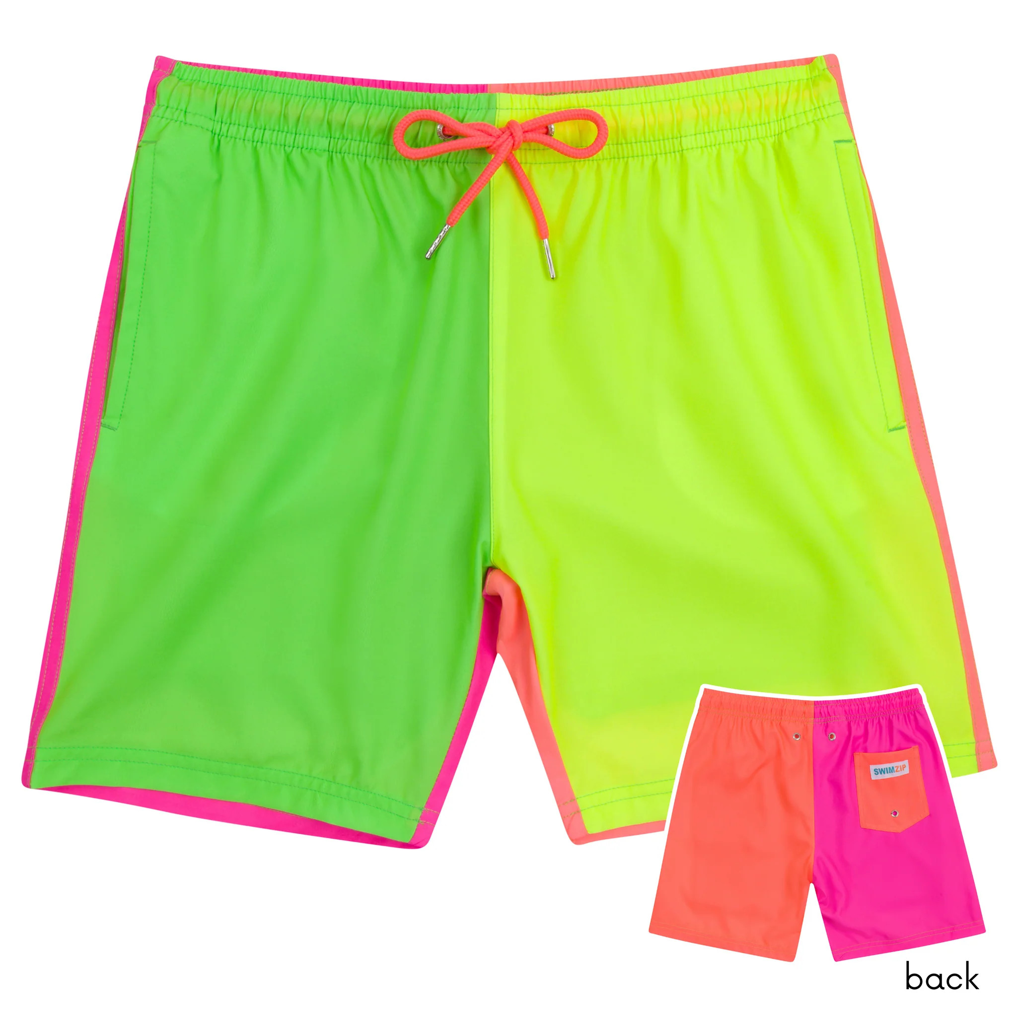 Boys Swim Trunks Boxer Brief Liner (sizes 6-14) | “Neon Sunrise" | SwimZip