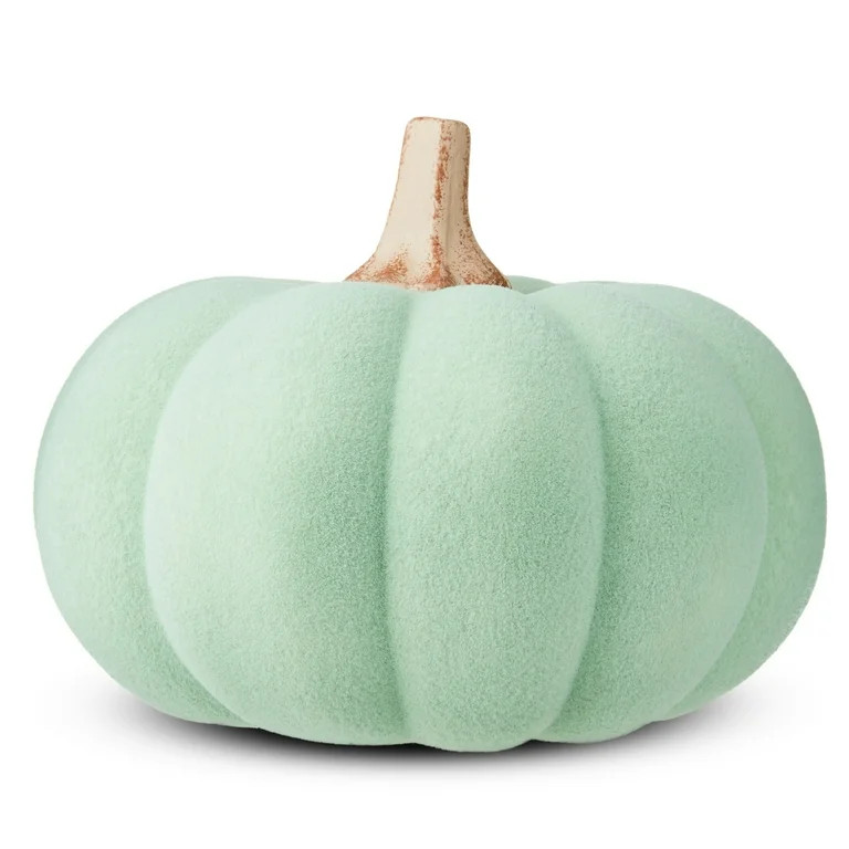 Harvest Green Flocked Resin Pumpkin Decoration, 9 in, by Way To Celebrate | Walmart (US)
