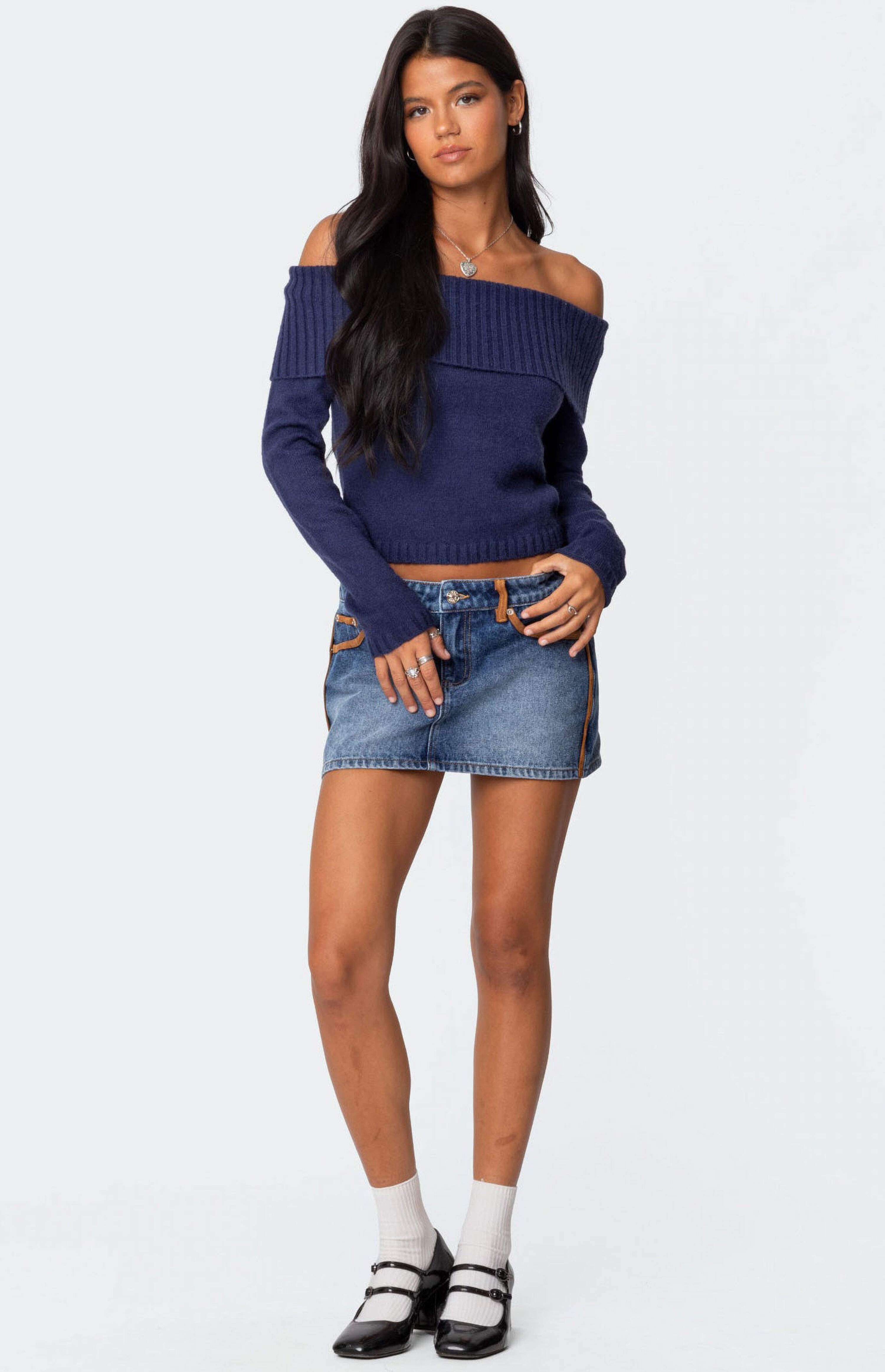 Edikted Tamara Fold Over Knit Top | PacSun