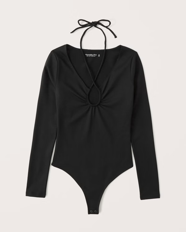 Long-Sleeve Seamless Fabric Keyhole Bodysuit | Abercrombie & Fitch (US)