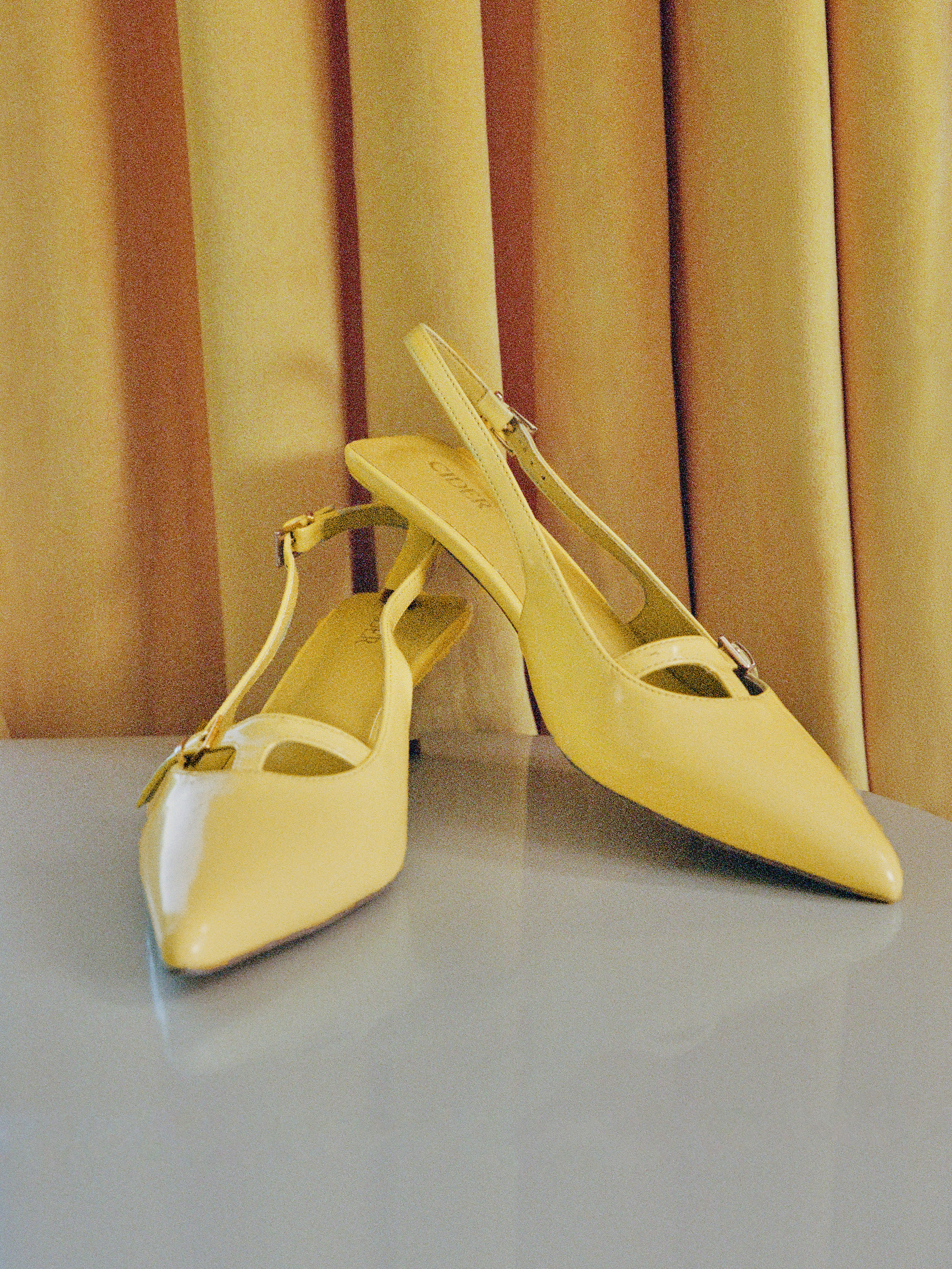 BUCKLE POINTED TOE FAUX LEATHER SLINGBACK HEELS For Daily Casual Date Work | Cider