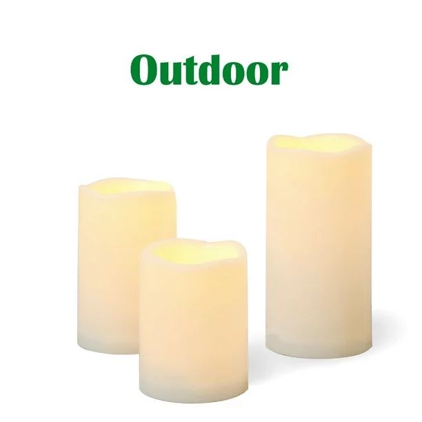 Candle Choice 3 PCS Outdoor Flameless Candles with Timer, Realistic Flickering LED Pillar Candles... | Walmart (US)
