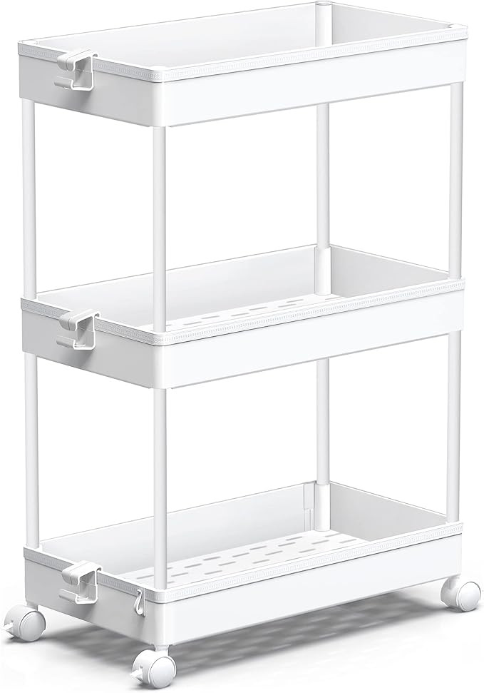 SPACEKEEPER Rolling Storage Cart 3 Tier, Bathroom Cart Organizer Laundry Room Organizer Utility C... | Amazon (US)