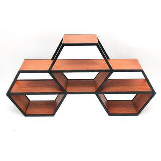 18 in. H x 33 in. W x 6 in. D Hexagonal Wood and Metal Floating Shelf | The Home Depot