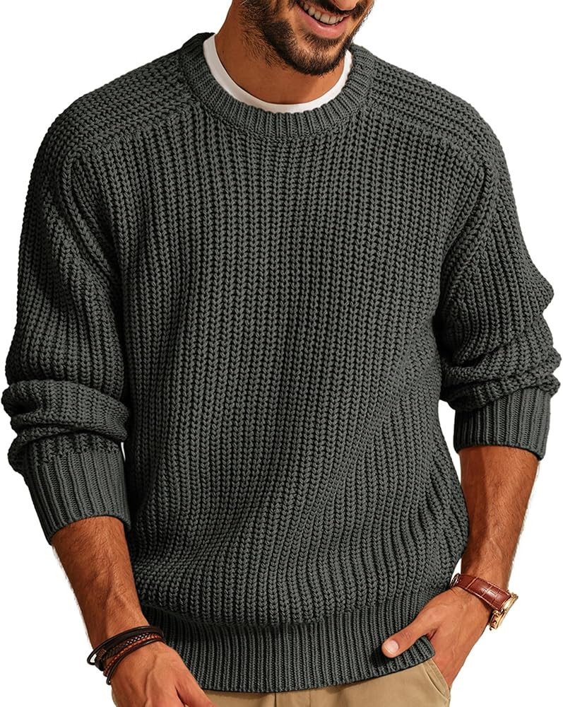 PJ PAUL JONES Mens Sweater Crewneck Knit Sweaters Casual Textured Pullover Sweater | Amazon (US)