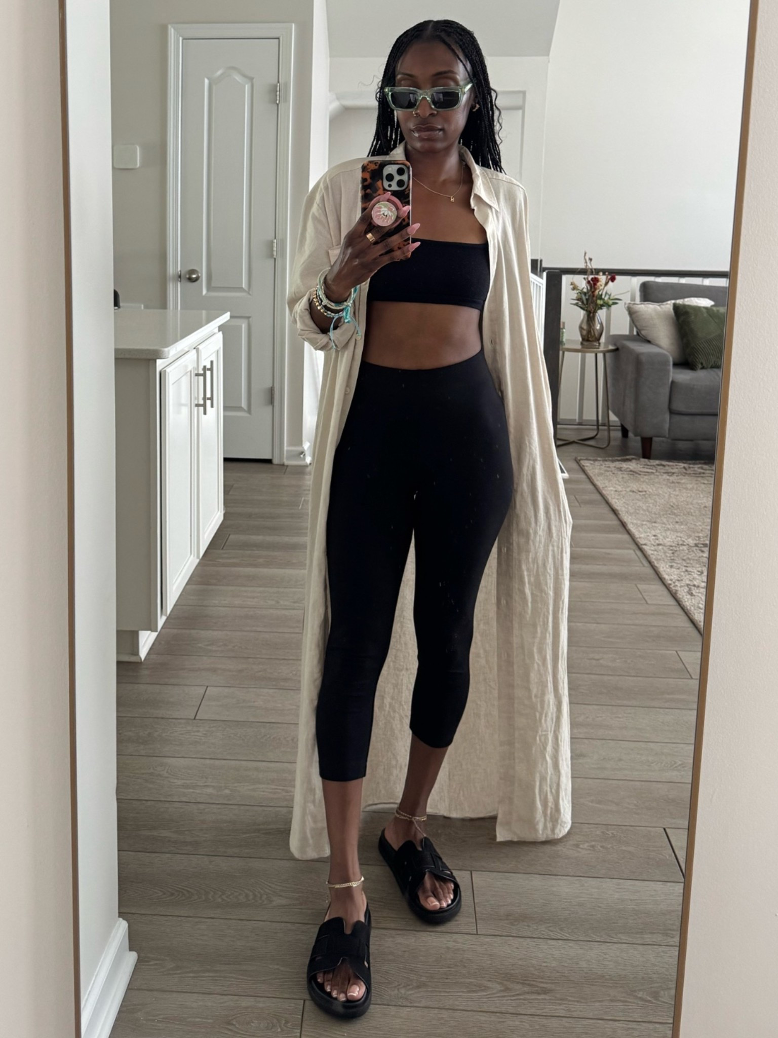 90°+ weather calls for linen and a bralette.

#hm #zara #nordstromrack #gucci #summeroutfit #shirtdress #maxidress #caprileggings

#LTKootd #LTKSeasonal #LTKPetite