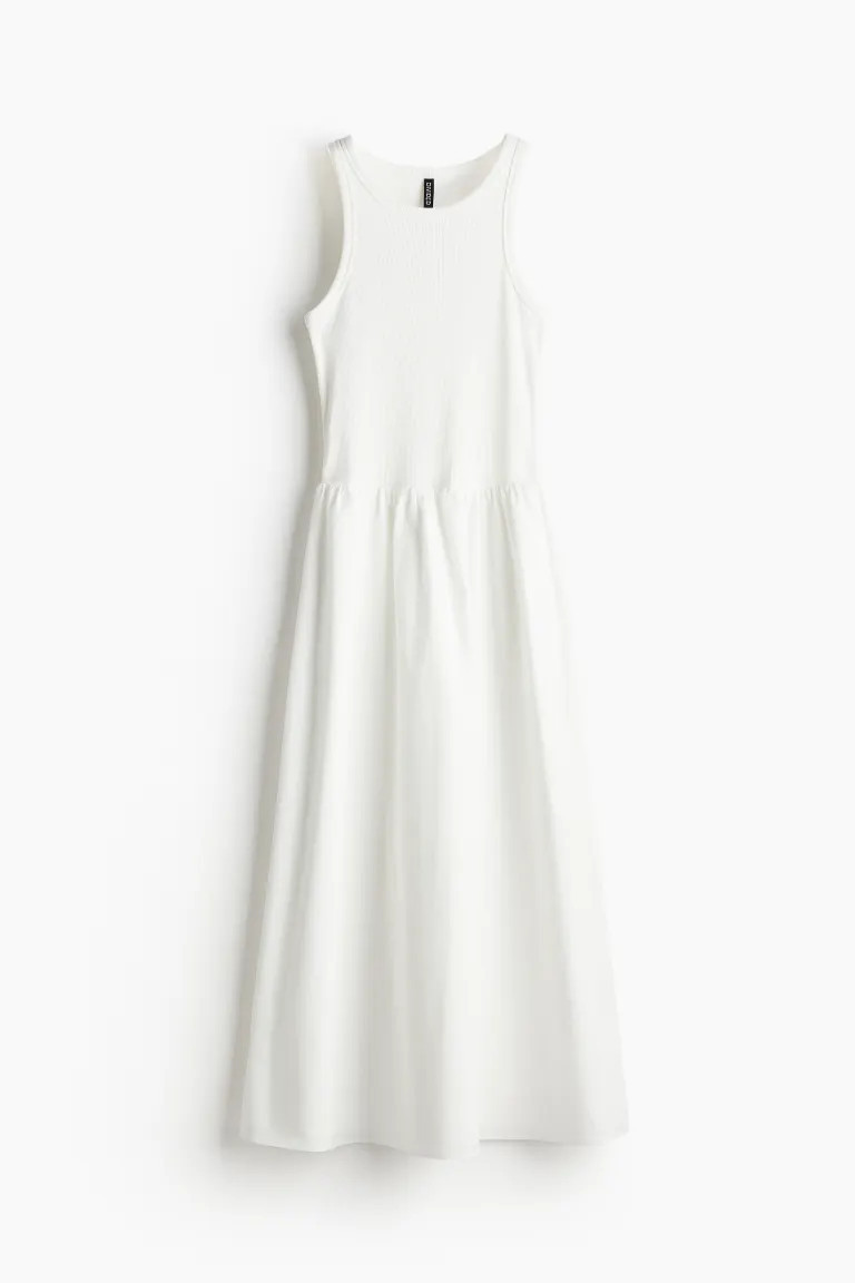 Robe en jersey côtelé avec jupe en popeline | H&M (FR, IT, ES, PT, BE)