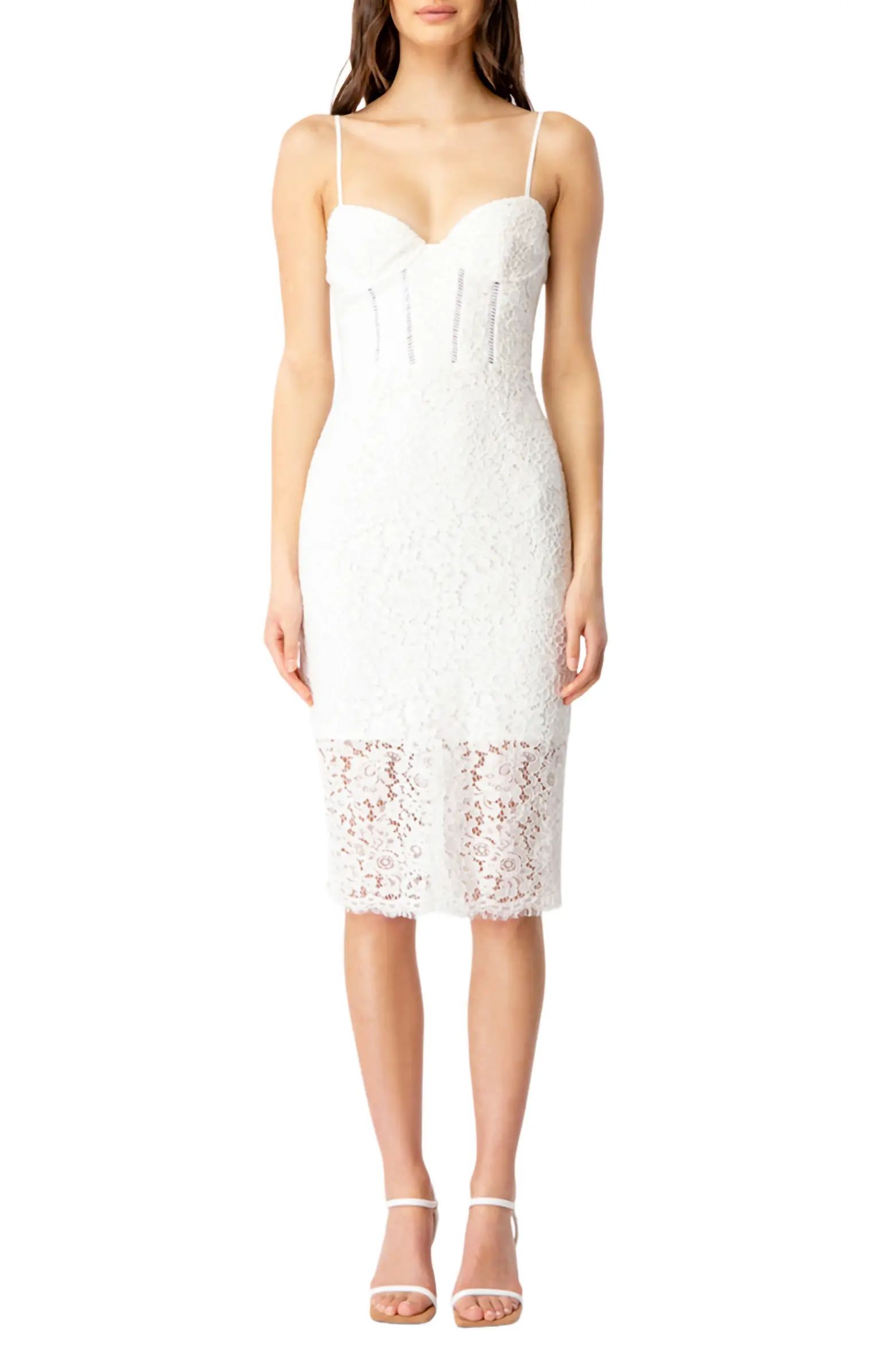 Brielle Embroidered Lace Cotton Blend Midi Dress | Nordstrom