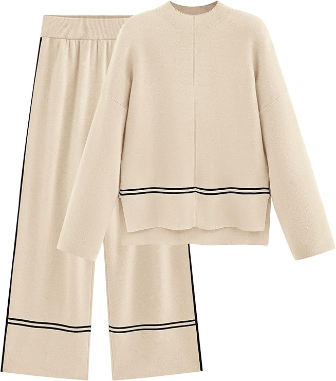 PRETTYGARDEN Women's 2 Piece Lounge Sets 2024 Winter Travel Outfits Long Sleeve Pullover Sweater ... | Amazon (US)