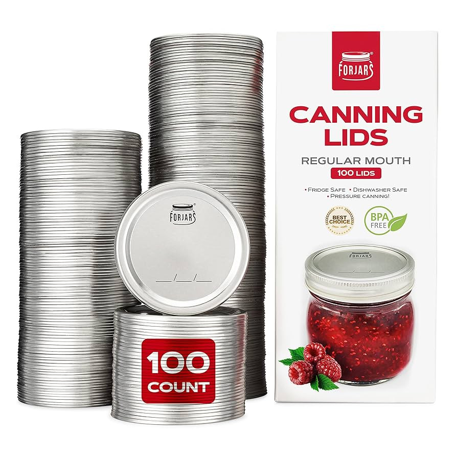 FORJARS - Canning Lids Regular Mouth, 100-Pack – Create Airtight Seals on Mason Jars to Preserv... | Amazon (US)