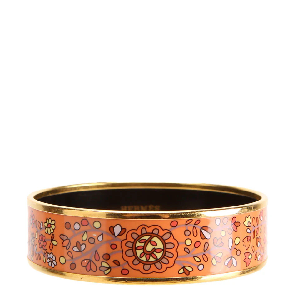 Enamel Wide Bangle Bracelet Gold/Peach | Keeks Designer Handbags