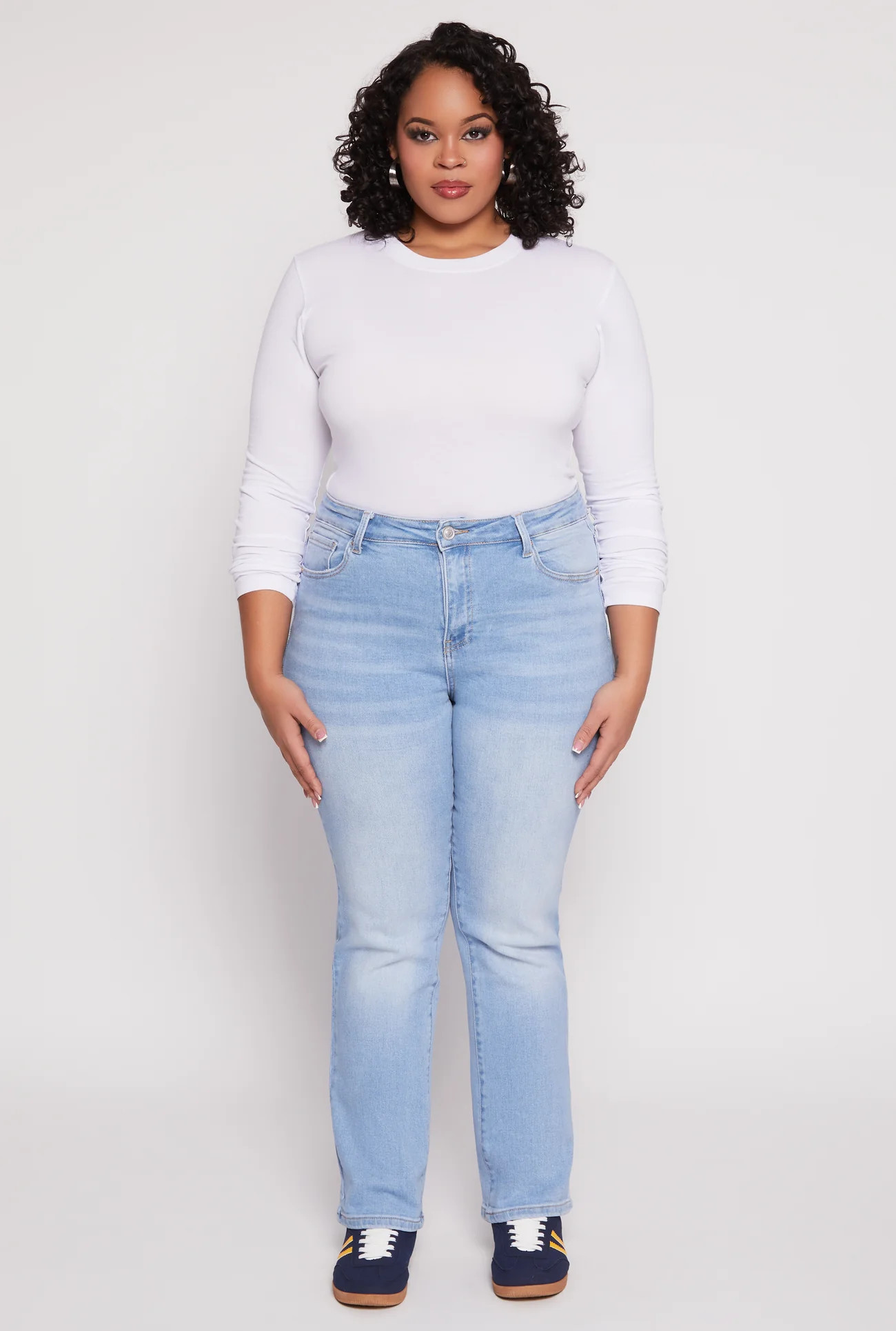 Plus Size WAX Frayed Detail Straight Leg Jeans | Rainbow Shops