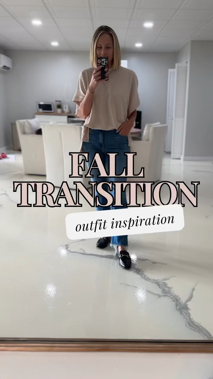 Fall transition outfit idea. Loafers are currently on sale! 

Fashionably late mom
Fall outfits 
Crop jeans 
