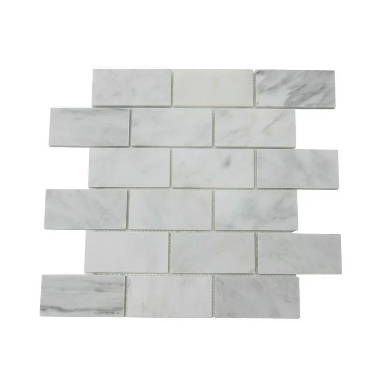 Carrara 4x2 Brick Marble Tile Natural Stone Brick Tile Bath Shower Tile Bathroom | Walmart (US)
