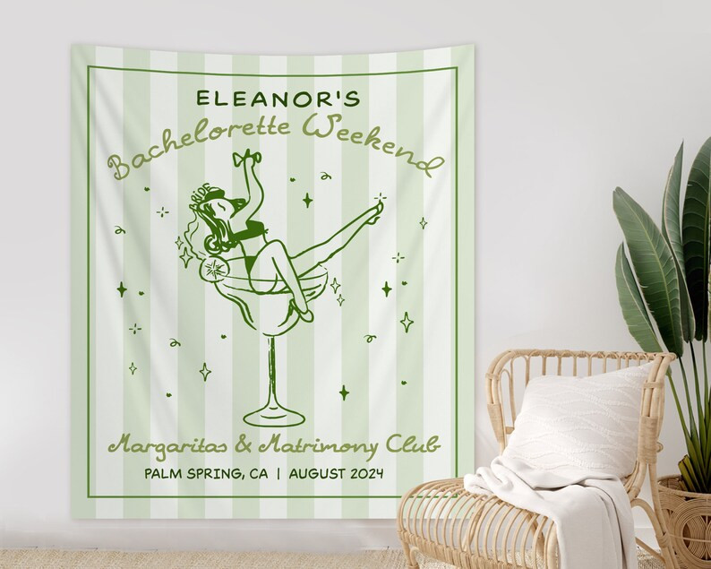 Margs and Matrimony Bachelorette Decor, Luxury Bachelorette Party Banner, Retro Custom Bacheloret... | Etsy (US)