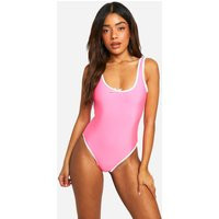 Womens Ribbon Bow Scoop Bathing Suit - Pink - 10 | boohoo (US & Canada)