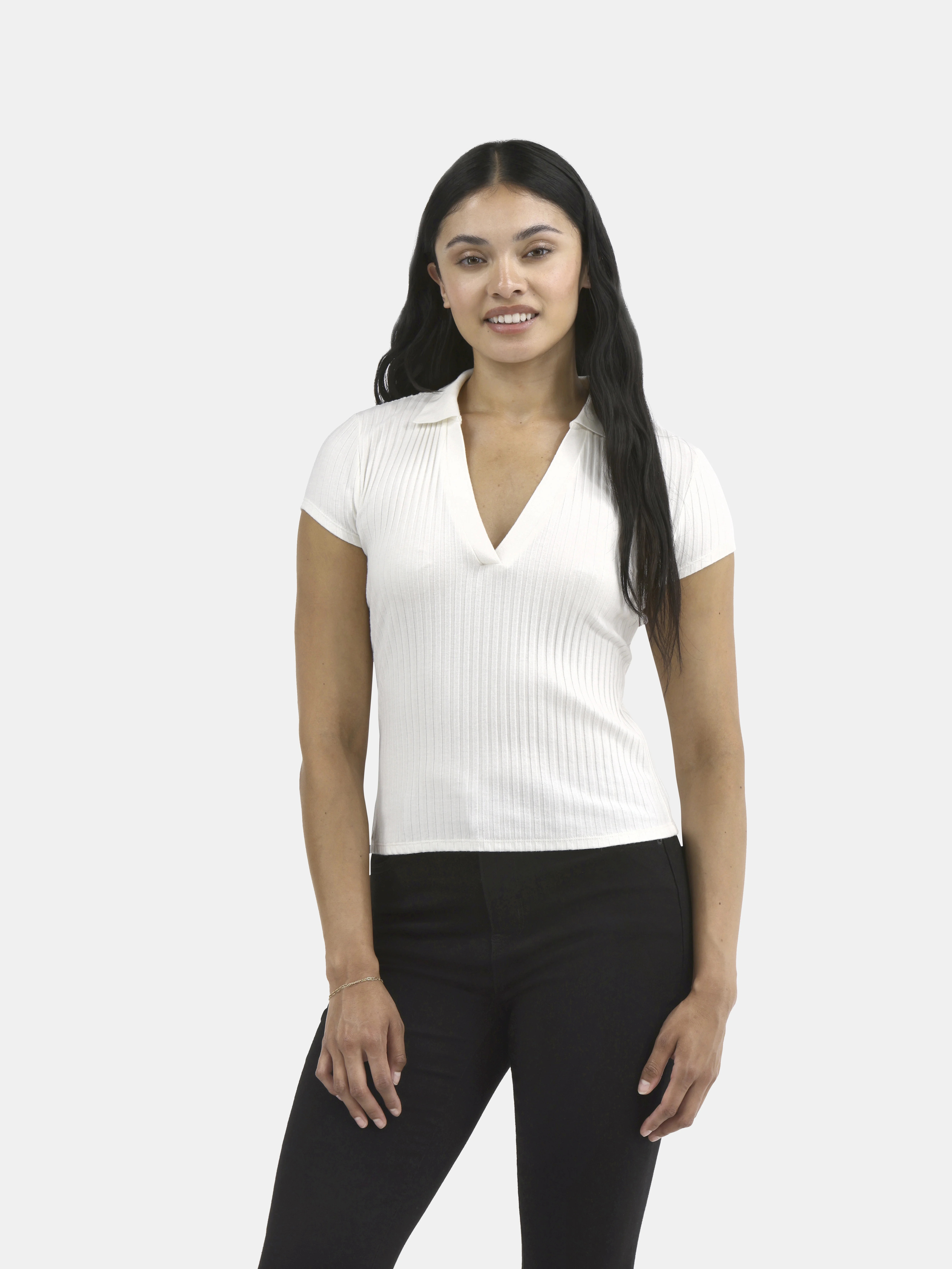 Women's No Boundaries Johnny Collar Polo Shirt, Sizes XXS - XXL | Walmart (US)