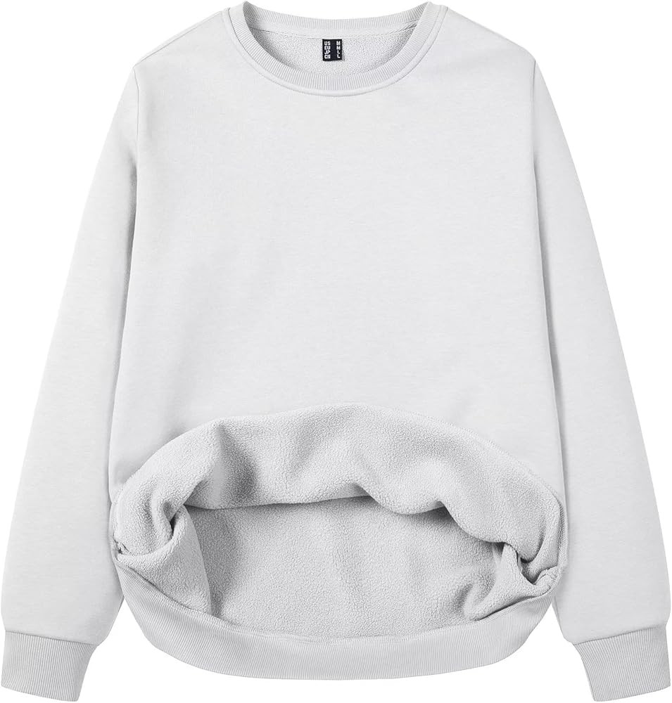 MAGCOMSEN Women's Fleece Lined Crewneck Sweatshirt Long Sleeve Casual Pullovers Fall Casual Warm ... | Amazon (US)