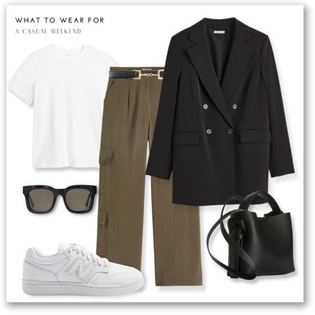 An easy smart / casual weekend look ❤️ 

Cargo trousers, white T-shirt, black blazer, new balance trainers

#LTKstyletip #LTKeurope #LTKSeasonal