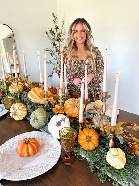 My fall tablescape, this may be my favorite fall table yet! Still figuring out my style in the new house and I love how traditional this fall garland is. 

Fall decor / pumpkins / dining table 

#LTKHalloween #LTKhome #LTKSeasonal