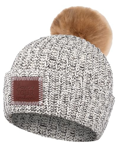 Love Your Melon Beanie for Women & Men - 100% Soft Cotton Stretchable Pom Beanies Knitted Winter Hats - Thick & Stylish Knit Hat Skully Caps Head & Ears Warmer (Black Speckled) | Amazon (US)