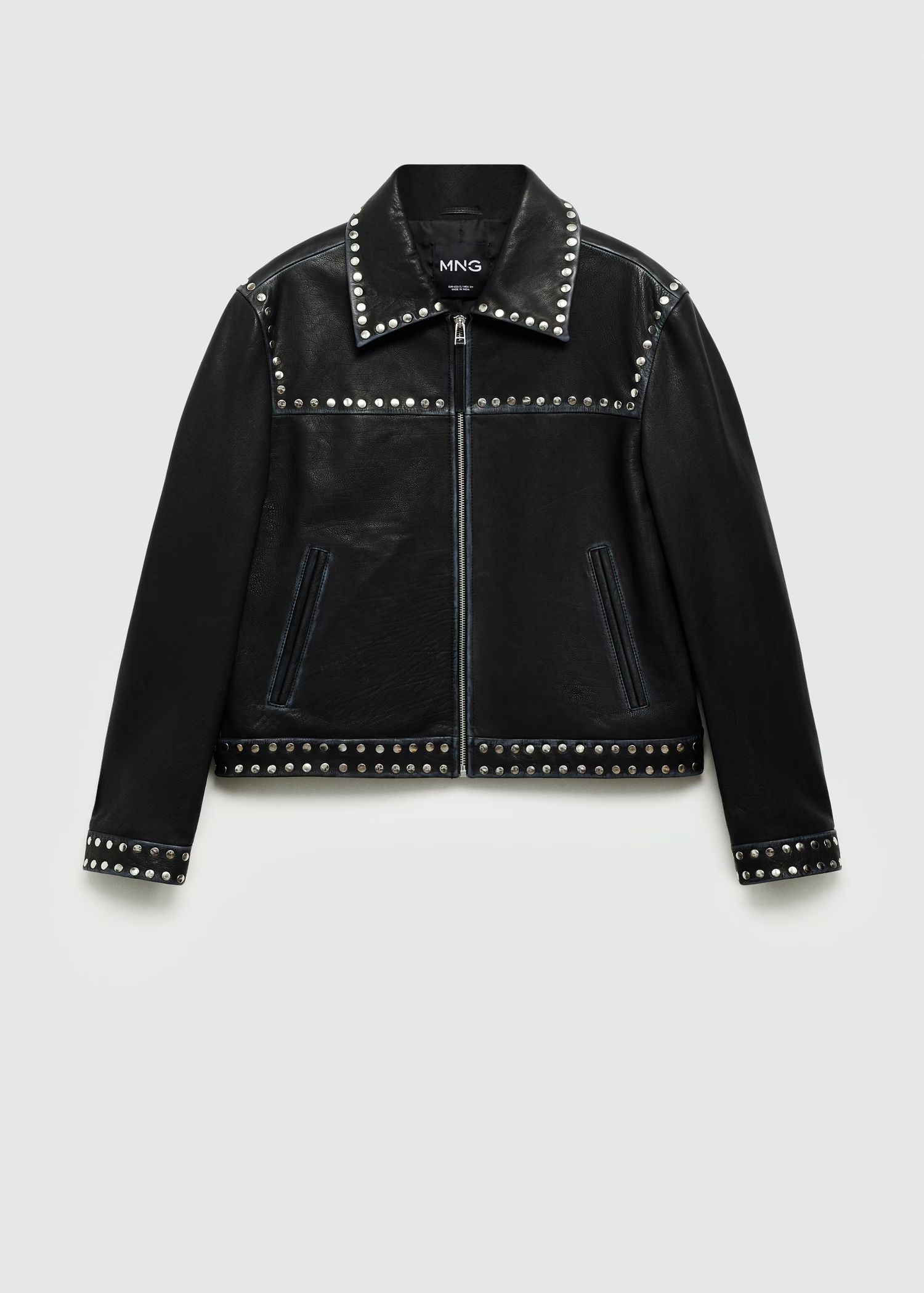 Studded leather jacket - Woman | MANGO USA | MANGO (US)