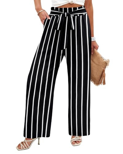 Angerella Womens Wide Leg Pants High Elastic Waist Adjustable Knot Casual Flowy Trousers Business... | Amazon (US)