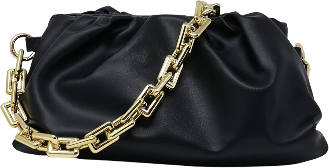 Cloud Dumpling Chain Pouch Bag | Shoulder or Clutch Bag | Chunky Chain Acrylic Strap (Black) | Amazon (US)