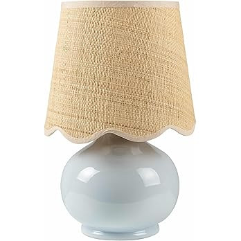 Theisseil Boho Ceramic Bedside Table Lamp for Bedroom Nightstand and Living Room - Shade Rattan -... | Amazon (US)