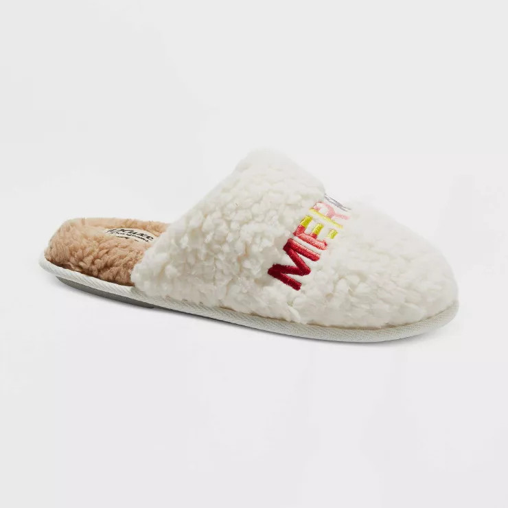 Women's dluxe by dearfoams Merry & Bright Slide Slippers - Cream | Target