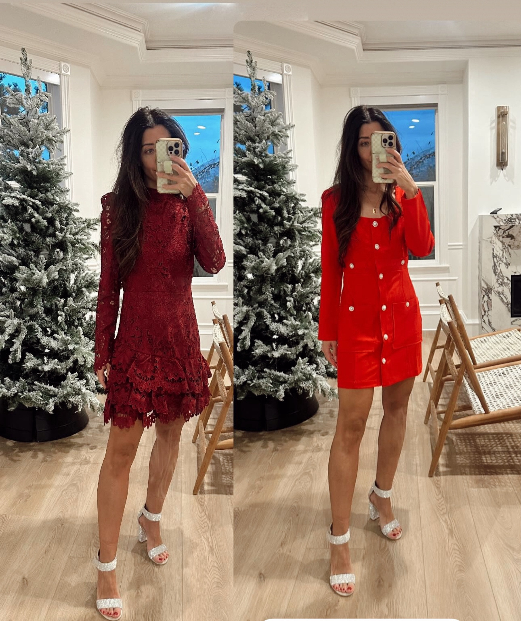 Holiday dresses! I have the size small in both (I wish I would have sized down in the maroon one)! #holidaylook #holidaydresses 

#LTKHoliday #LTKSeasonal