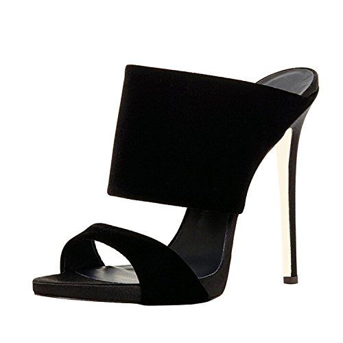 FSJ Women Versatile Open Toe Mule Shoes Feminine Slingback Stiletto Sandals Size 10 Black | Amazon (US)