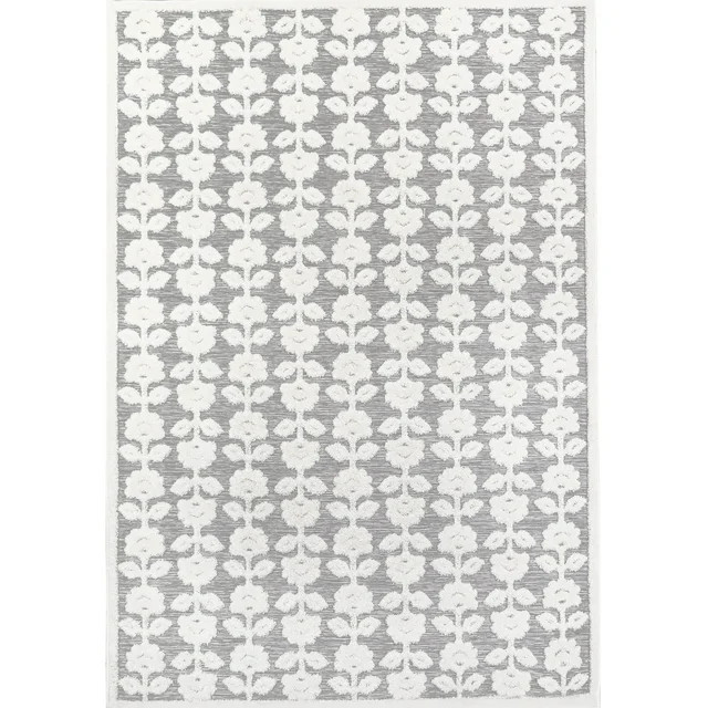 My Texas House Poppy 2' x 3' Grey Floral Indoor/Outdoor Area Rug | Walmart (US)