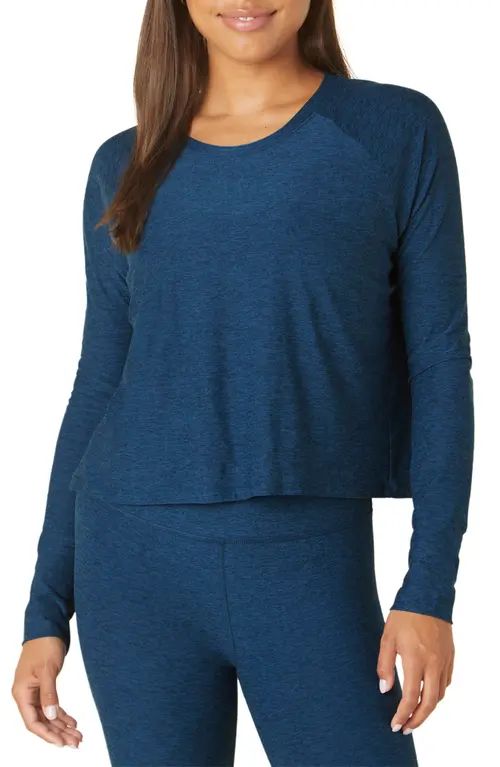 Beyond Yoga Featherweight Long Sleeve T-Shirt in Celestial Blue Heath at Nordstrom, Size Medium | Nordstrom