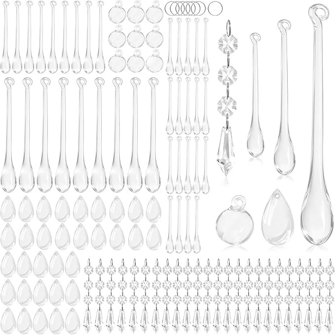 105 Pcs Christmas Tree Decoration Crystal Ornaments Clear Acrylic Hanging Teardrop Chandelier Gar... | Amazon (US)