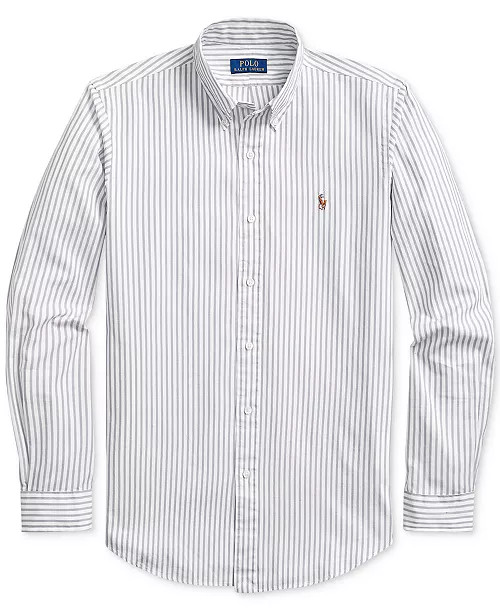Men's Classic Fit Striped Stretch Oxford Shirt | Macy's