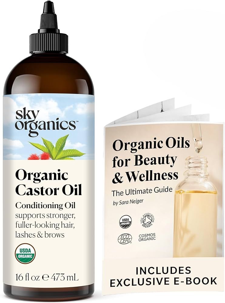 Sky Organics Organic Castor Oil (16 oz) USDA Certified Organic, 100% Pure, Cold Pressed, Hexane F... | Amazon (US)