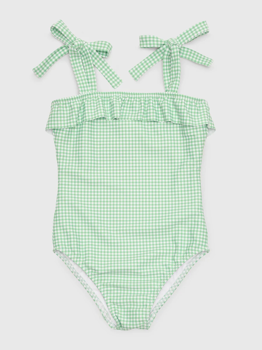 Minnow Girls' Gustavia Gingham Ruffle Tie Strap One-Piece Swimsuit | Saint Bernard