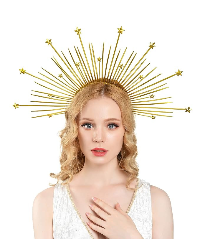 Halo Crown Sunburst Spike Crown Mary Headband Women's Halloween Costume Headpiece | Amazon (US)