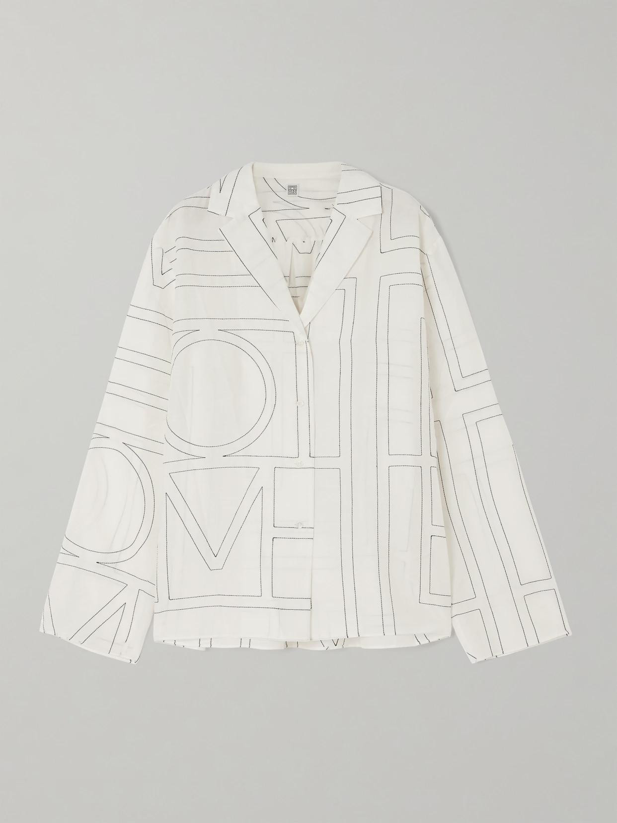 TOTEME - Embroidered Organic Cotton And Silk-blend Shirt - White | NET-A-PORTER (UK & EU)