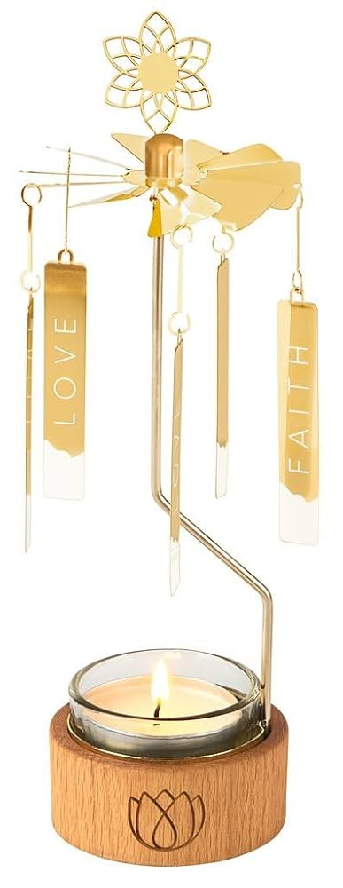 moses. Omm for You Teelicht-Karussell Lotus, Kerzenhalter aus Holz mit Teelichtglas, mit funkelnd... | Amazon (DE)