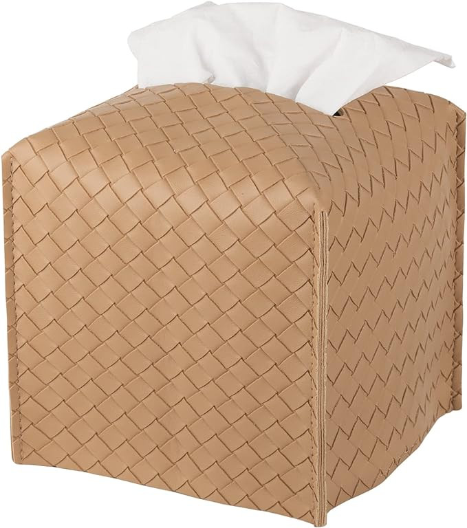 Amazon.com: Tissue Box Cover PU Leather Tissue Holder Square Facial Tissue Case Facial Paper Orga... | Amazon (US)