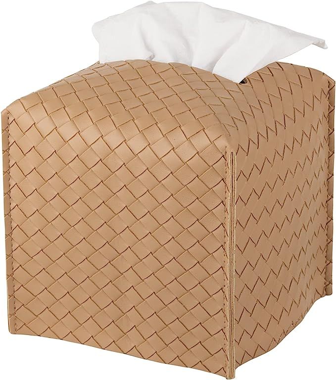 Amazon.com: Tissue Box Cover PU Leather Tissue Holder Square Facial Tissue Case Facial Paper Orga... | Amazon (US)