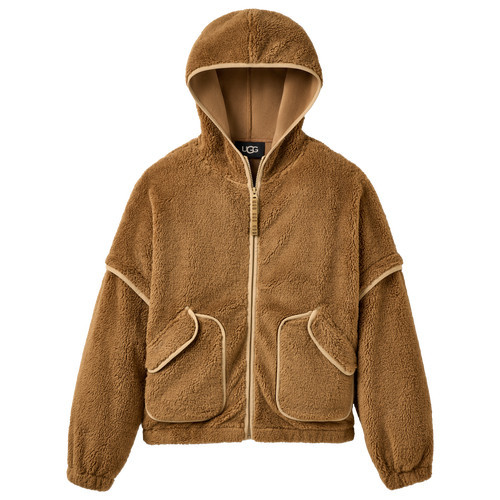 UGG Womens UGG Mariella Fluff Full-Zip Hoodie - Womens Brown/Chestnut Size XL | Foot Locker (US)
