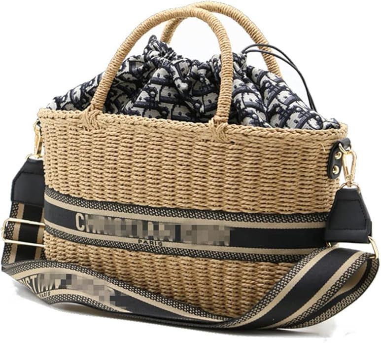 TIYUMIKI Hand-Woven Straw Bag,Woven Bag Tote Handmade Shoulder Women's Handbags Crossbody Beach Bags | Amazon (US)