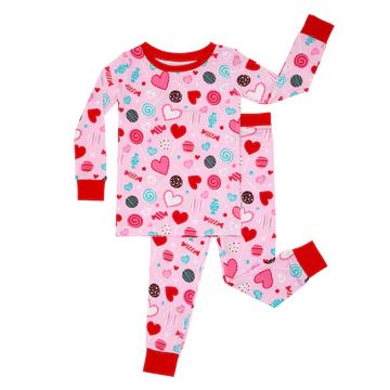 Pink Sweet Valentine Two-Piece Bamboo Viscose Pajama Set | Little Sleepies